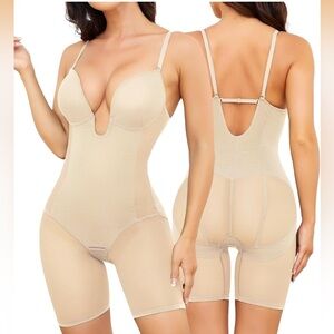 Slimers Body Shaper  Tummy Control U Plunge Backless Full Body Large/ 416-1